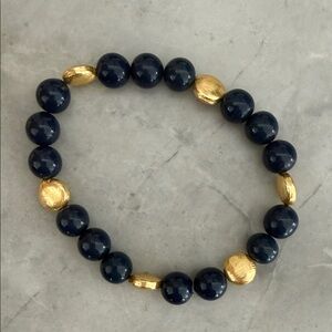 Elegant Gold and Navy Beaded Bracelet